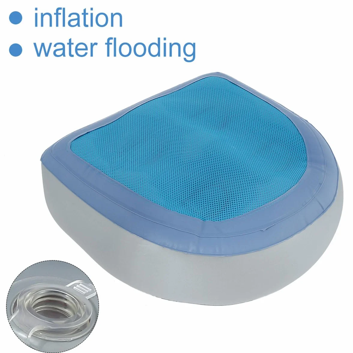 Rehausseur de siège Gonflable Spa Booster Coussin de Siège Soutien Dorsal Salle de Bain Doux Gonflable Tapis Antidérapant Coussin Dorsal Relaxant Bleu 2 pièces