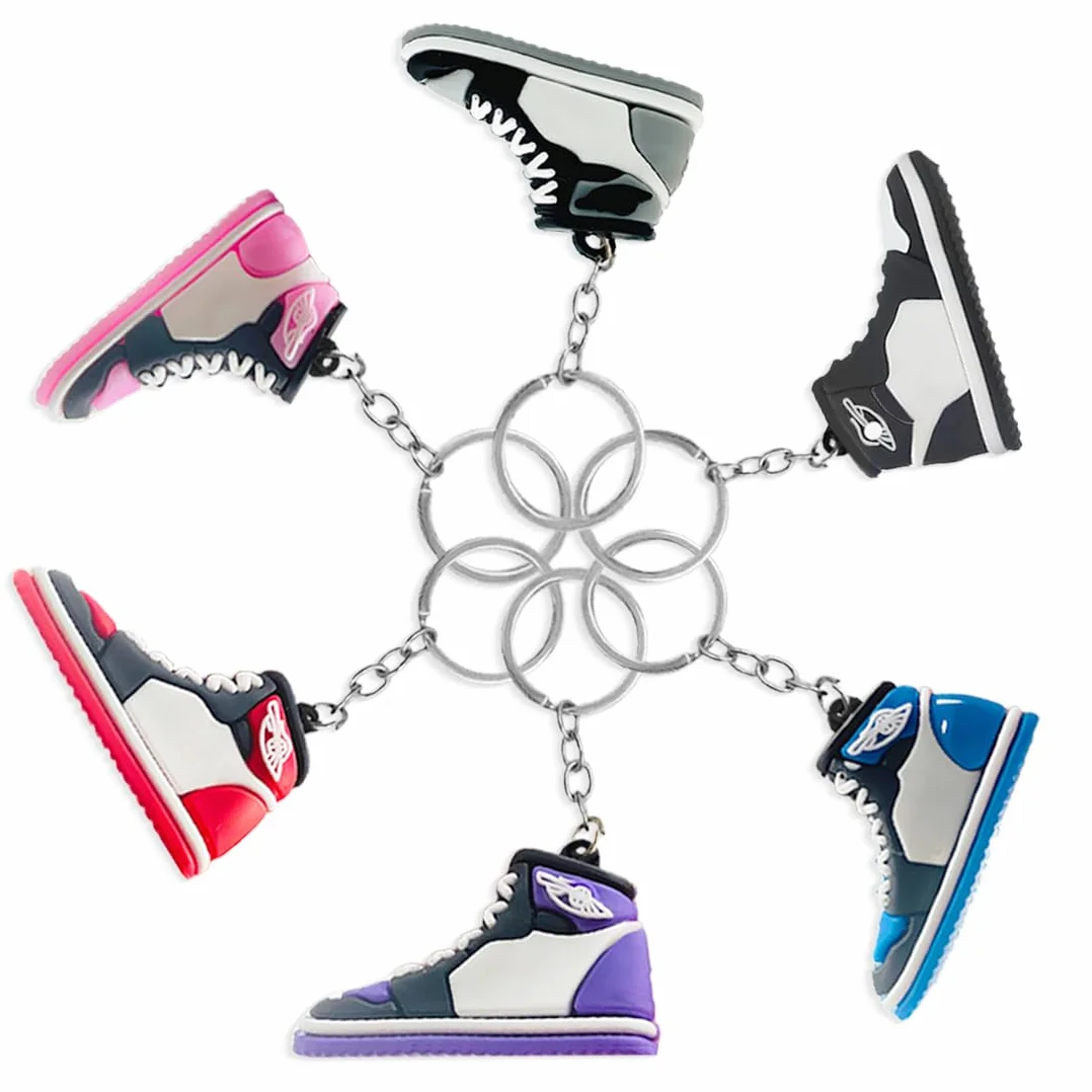 6 Pièces Porte Clés Sneaker, Mini Porte Clés de Chaussures Sport, Amateurs de Basketball Cadeaux
