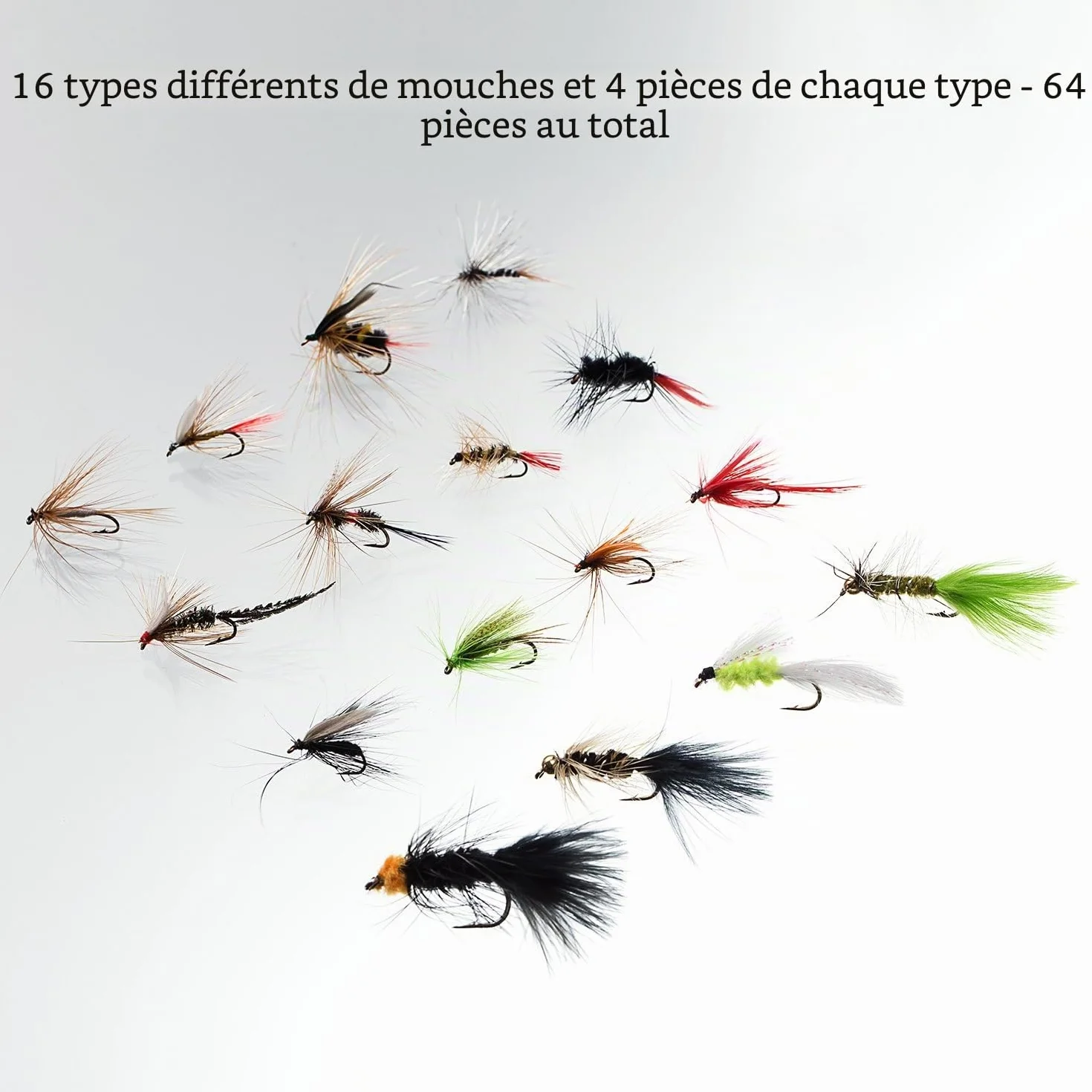 BASSDASH Ensemble de Mouches de pêche à la Mouche Pêche à l'achigan à Grande Bouche avec boîte à Mouches, avec Mouches sèches/Mouches noyées, nymphes, banderoles, Poppers