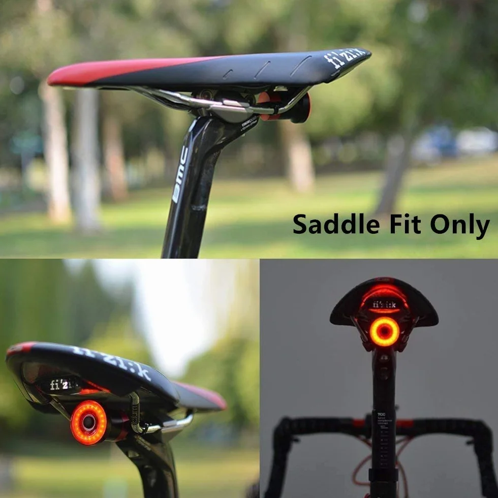 Smart Bike Feu arrière Rechargeable Ultra Lumineux Lumière de vélo, Auto on/Off, IPX6 étanche LED Lampe de vélo, s'installe sur n'importe Quel vélos de Route (Black)