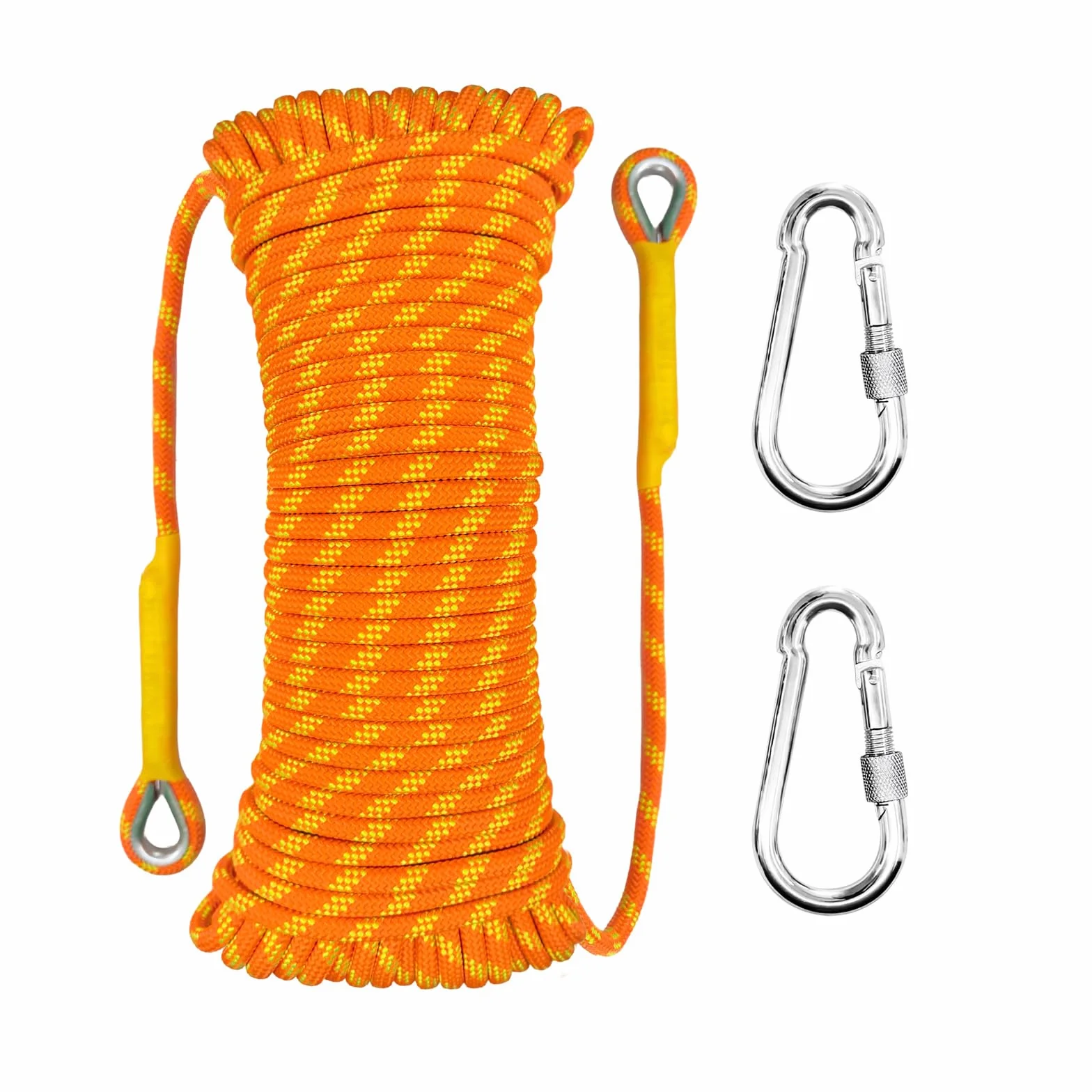 Corde Statique 10mm 20m Escalade Sauvetage Incendie Travaux Hauteur UIAA Orange Réfléchissante