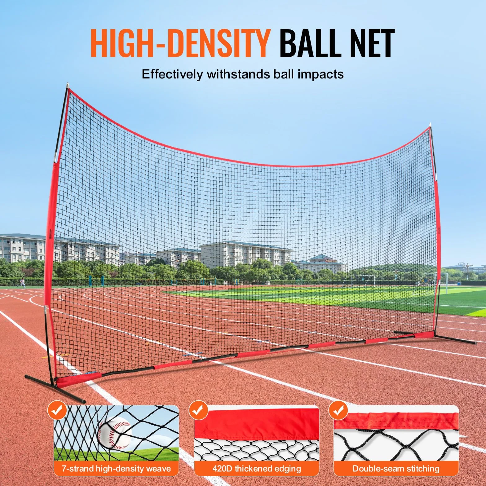 VEVOR Filet d'Entraînement de Baseball Softball 620x314 cm, Filet de Protection Pare-Ballons Portable avec Sac de Transport, Équipement d'Entraînement pour Receveur Crosse, Football, Hockey, Jardin