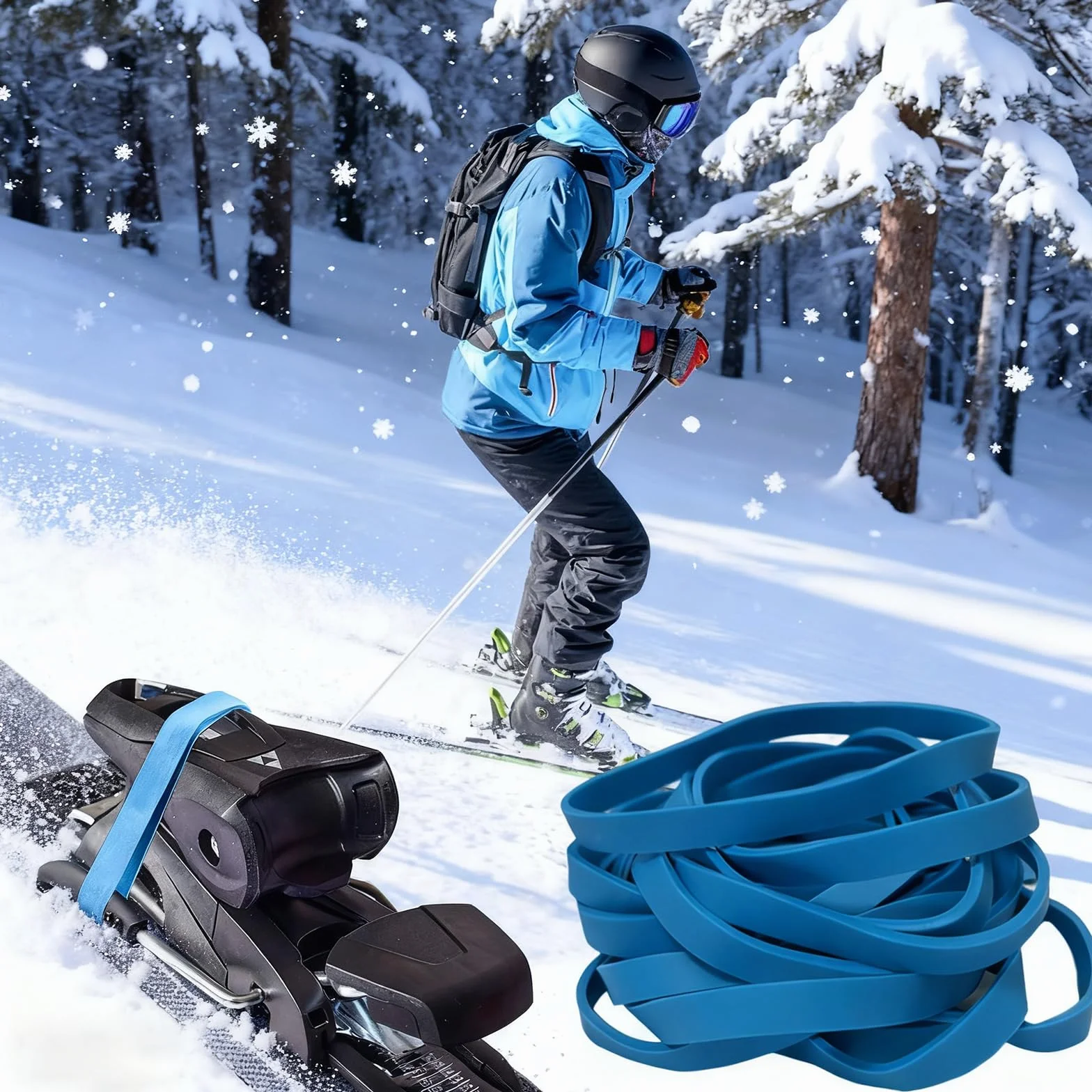 30 Pièces Retenue De Frein De Ski, Caoutchouc De Fixation Ski, Bleu Dispositifs De Retenue De Frein De Ski, Sangles De Fixation Élastiques en Caoutchouc, pour Snowboard Accessoires De Sports d'hiver
