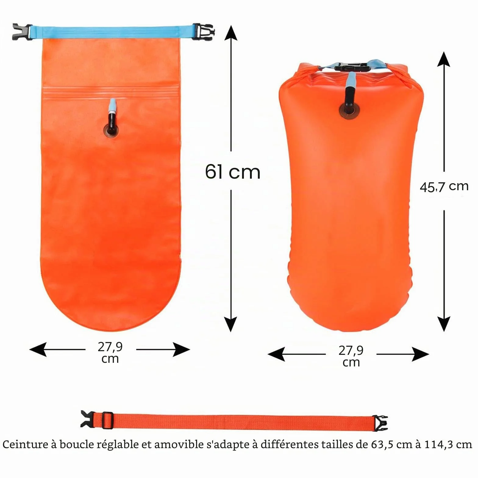 Bouée de Natation avec Sac Etanche 20L,Swim Buoy, Bouée de Natation Triathlon, Nager Bouée pour Nageurs et Triathlètes à l'extérieur, Flotteur de Nage Gonflable Très Visible.
