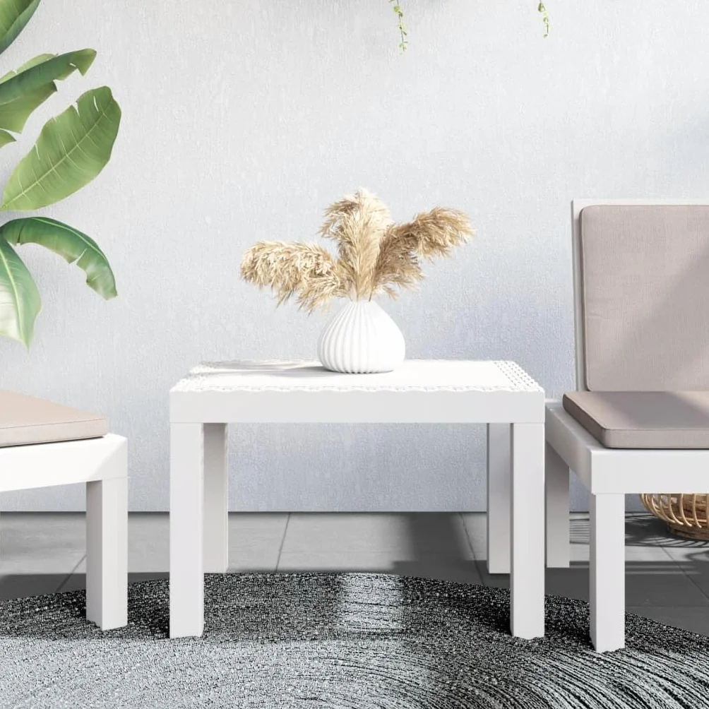vidaXL Table de Jardin Blanc 59x47x40 cm PP