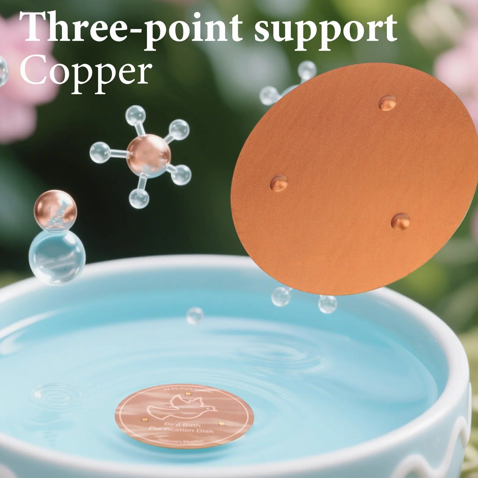 Penitue Disque Cuivre 10cm Support Triple Point Robuste Purification Bain d'oiseaux