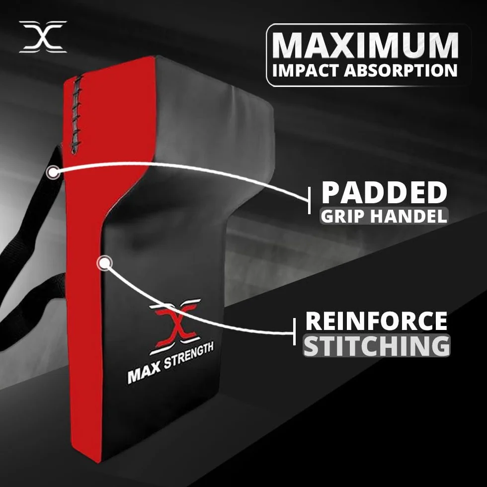 MAXSTRENGTH Bouclier de frappe de rugby robuste de qualité professionnelle en mousse haute densité (rouge/noir, simple)