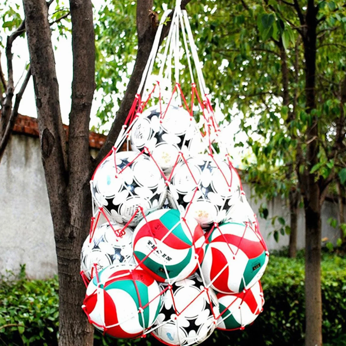 Sac à Ballons de Sport - 2 Pièces, Rouge et Blanc + Bleu et Blanc - Pour Football, Basket-ball, Volley-ball, Handball
