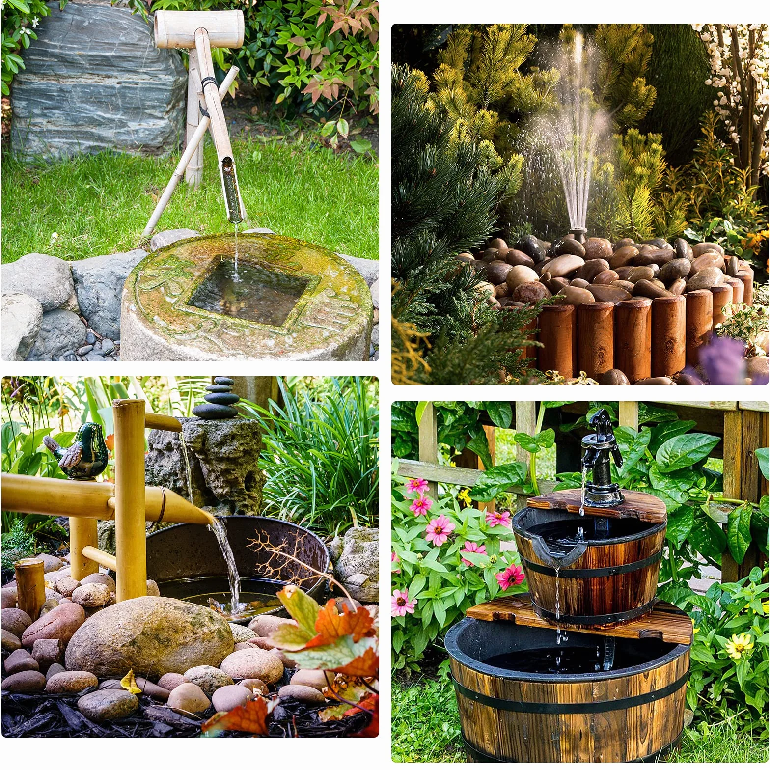Fontaine Solaire Exterieure de Jardin DIY Pompe avec 6 Buses AISITIN 2024