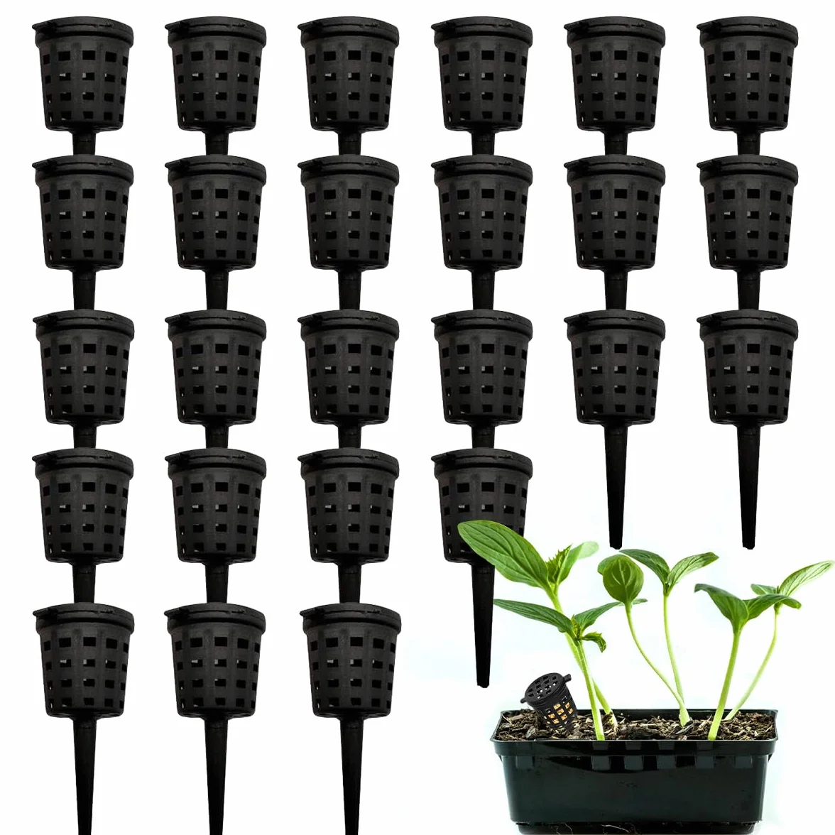 25 pièces Paniers d'Engrais en Maille Réutilisables en Plastique pour Jardin Planting