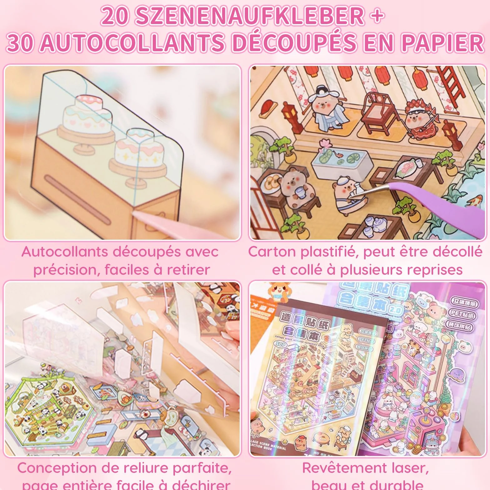 30 PET Autocollants 3D House Sticker Scene Kit DIY Miniature House pour Adulte Enfants Adolescent