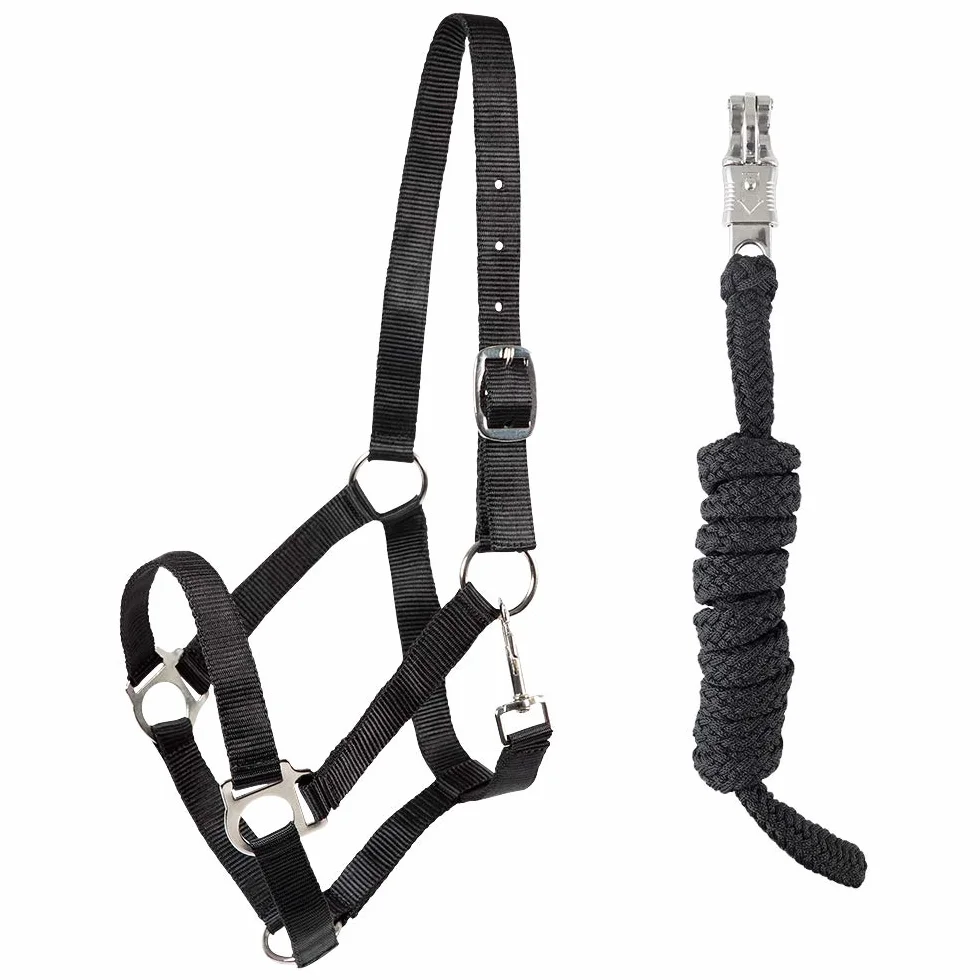 PFIFF 102931 Ensemble Licol et Longe en Plastique Noir COB