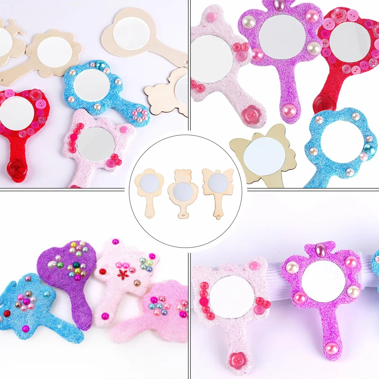 FOMIYES Lot de 15 miroirs en Bois pour Enfants - Peints à la Main