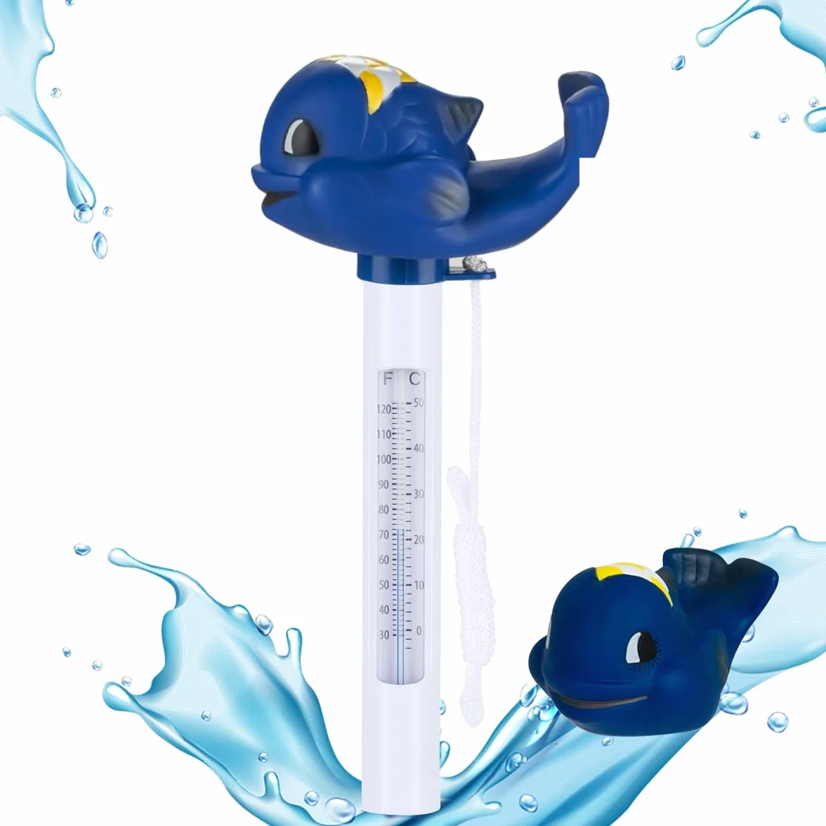 Thermomètre Piscine Flottante BALEINE Résistant Chocs Eau Intérieur Extérieur Spa