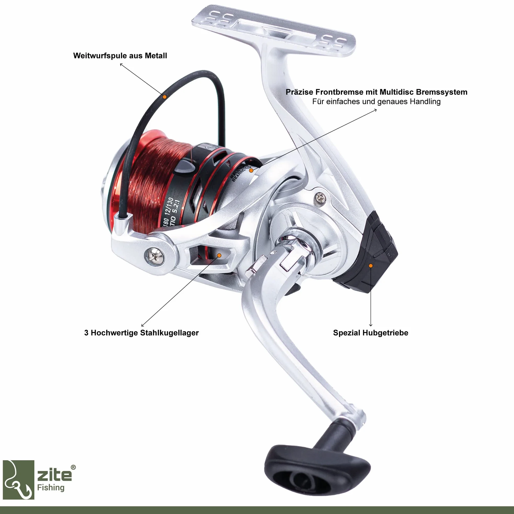 Zite Fishing Feeder Kit de pêche | Canne à pêche feeder 3,30 m 20–120 g | Idéal pour la pêche à la mangeoire | Moulinet polyvalent bobiné 3000 3BB | 2 bobines en aluminium
