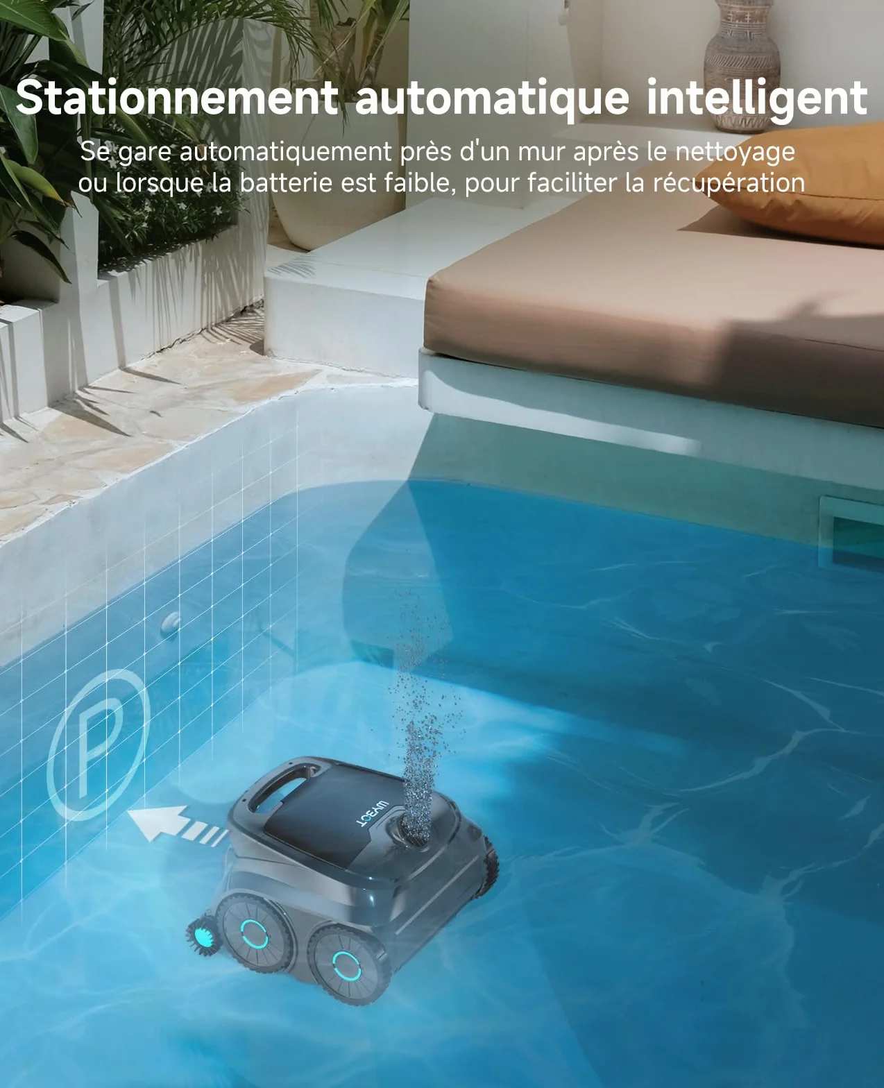 WYBOT OS600 Robot Piscine sans Fil, Nettoyage Fond et Parois, Autonomie 120 Min, Navigation Intelligente