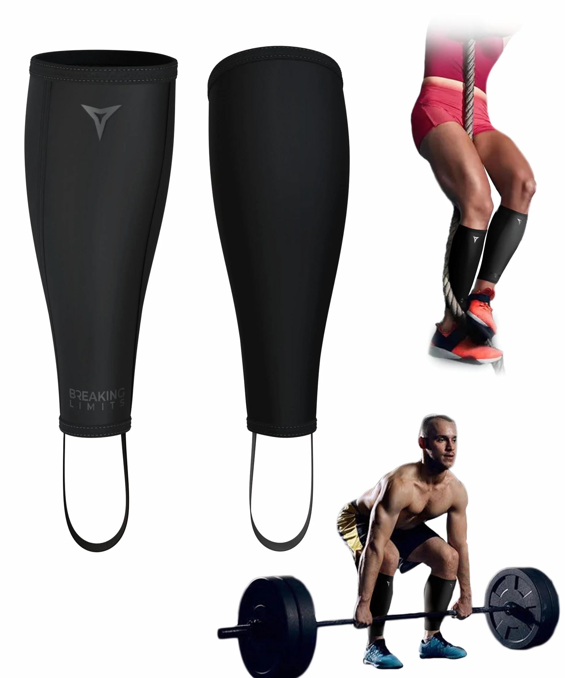 BREAKING LIMITS Deadlift Shin Guards - Bandage de Mollet en néoprène - Chaussettes Deadlift - Protège-Tibias - Saut à la Boxe pour Homme et Femme - Protection des Tibias