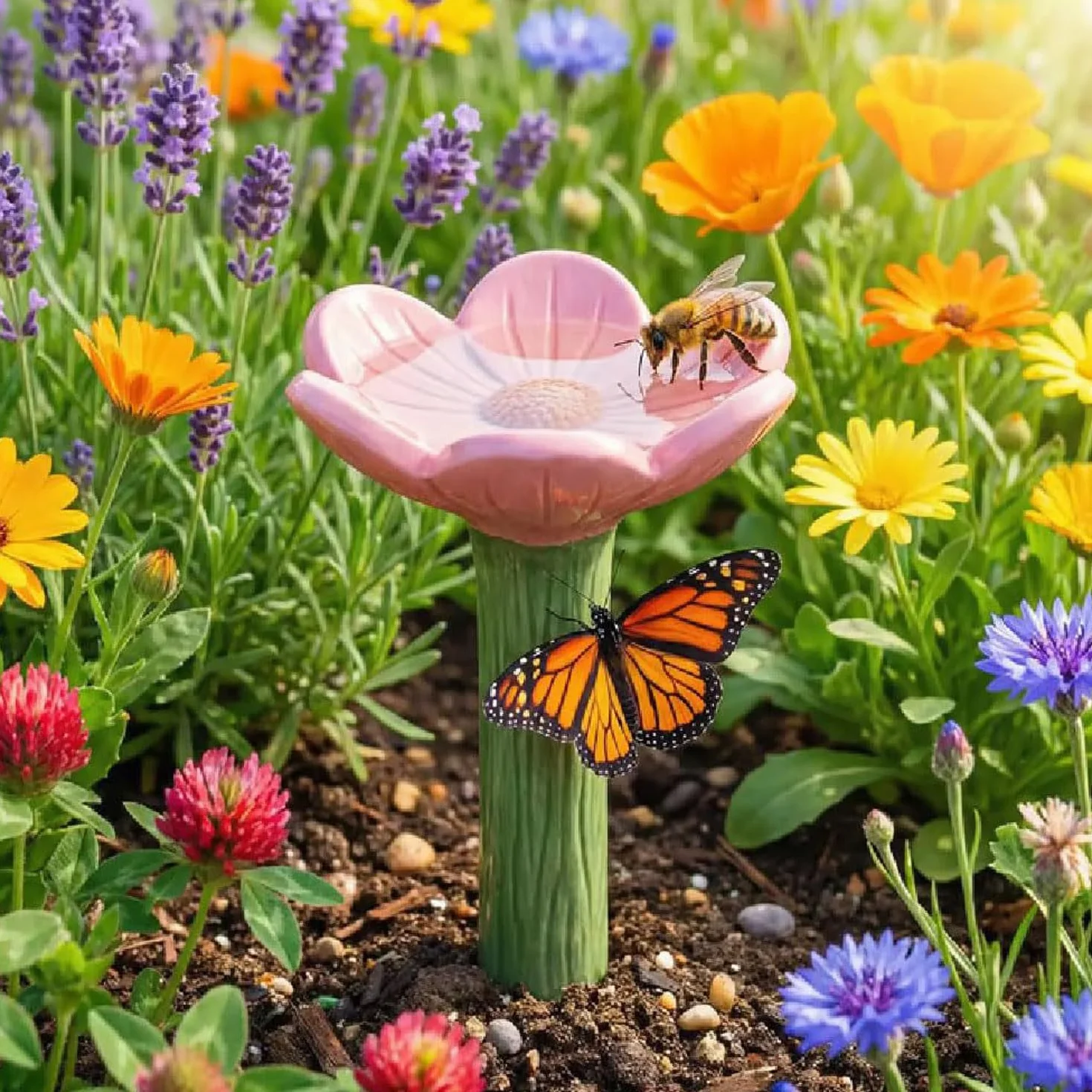 Station d'Abreuvement pour Insectes et Abeilles, Gobelets d'Eau Décoratifs Réutilisables, Abreuvoir d'Extérieur pour Pollinisateurs (5)
