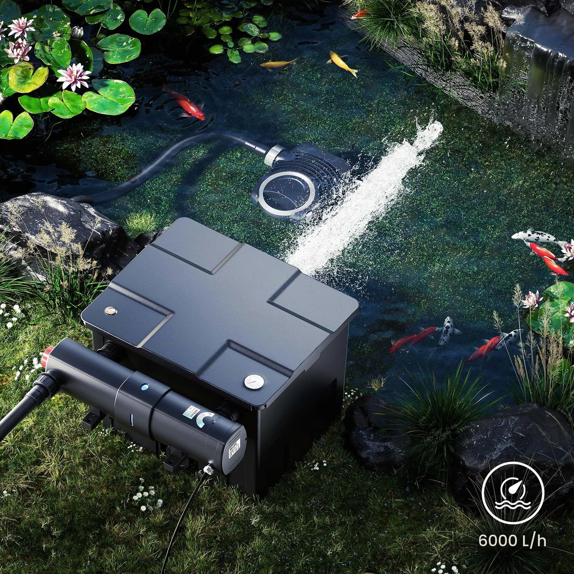 SunSun CUV-236 Stérilisateur Clarificateur UV-C 36 W 6000 l/h pour Bassins Étangs