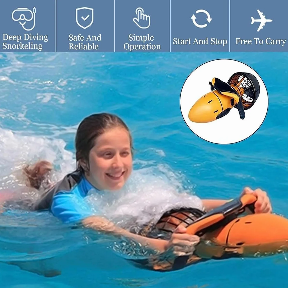 Booster sous-Marin, Scooter De Mer électrique, Boosters De Natation De Plongée avec Batterie, Peut être Utilisé dans 30 Mètres, Ponton Hydrodynamique pour La Natation Et La Plongée,500W