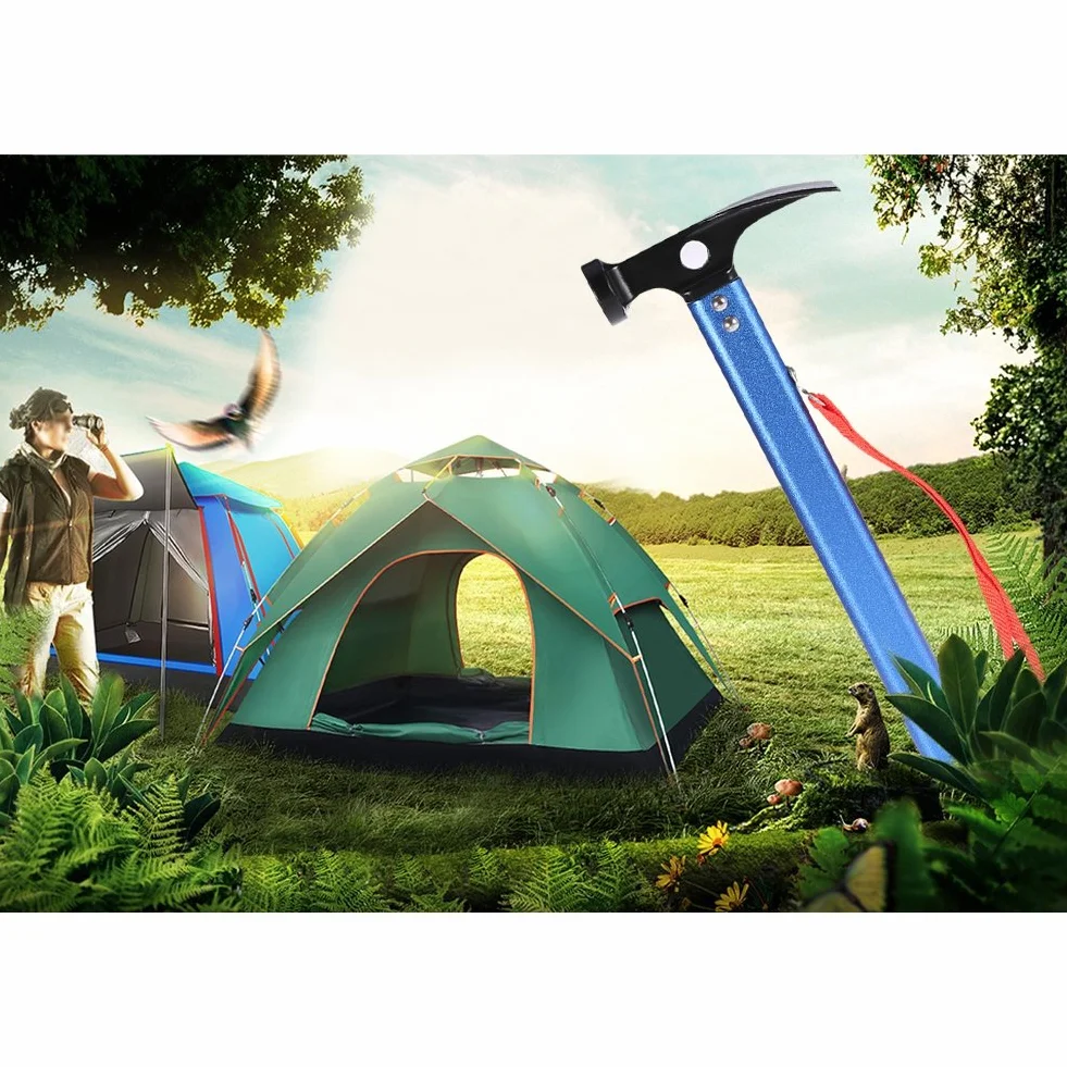 Marteau de Tente Piquets Maillet Portable Camping Bivouac Bleu