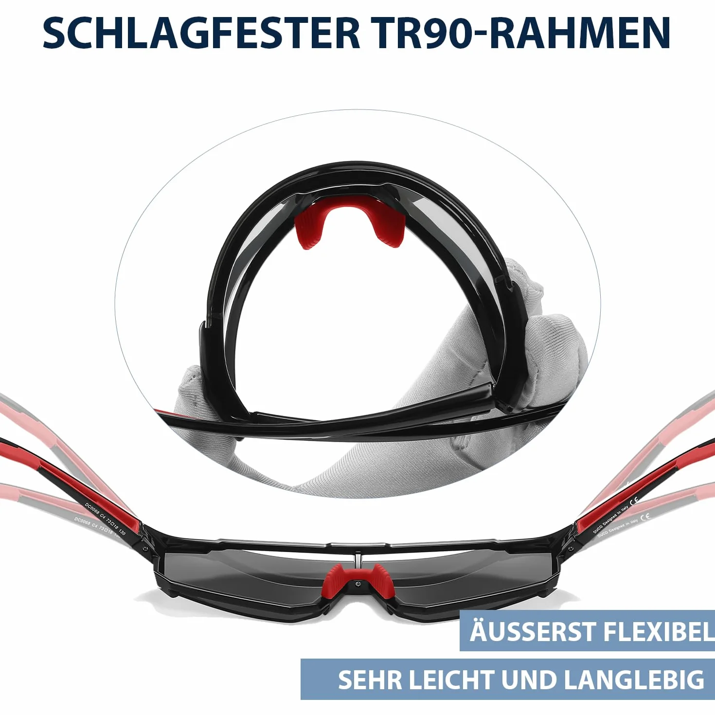 DUCO Lunettes de soleil de sport polarisées pour homme et femme Protection UV400 Baseball Cyclisme Course à pied Pêche Lunettes de soleil DC0068