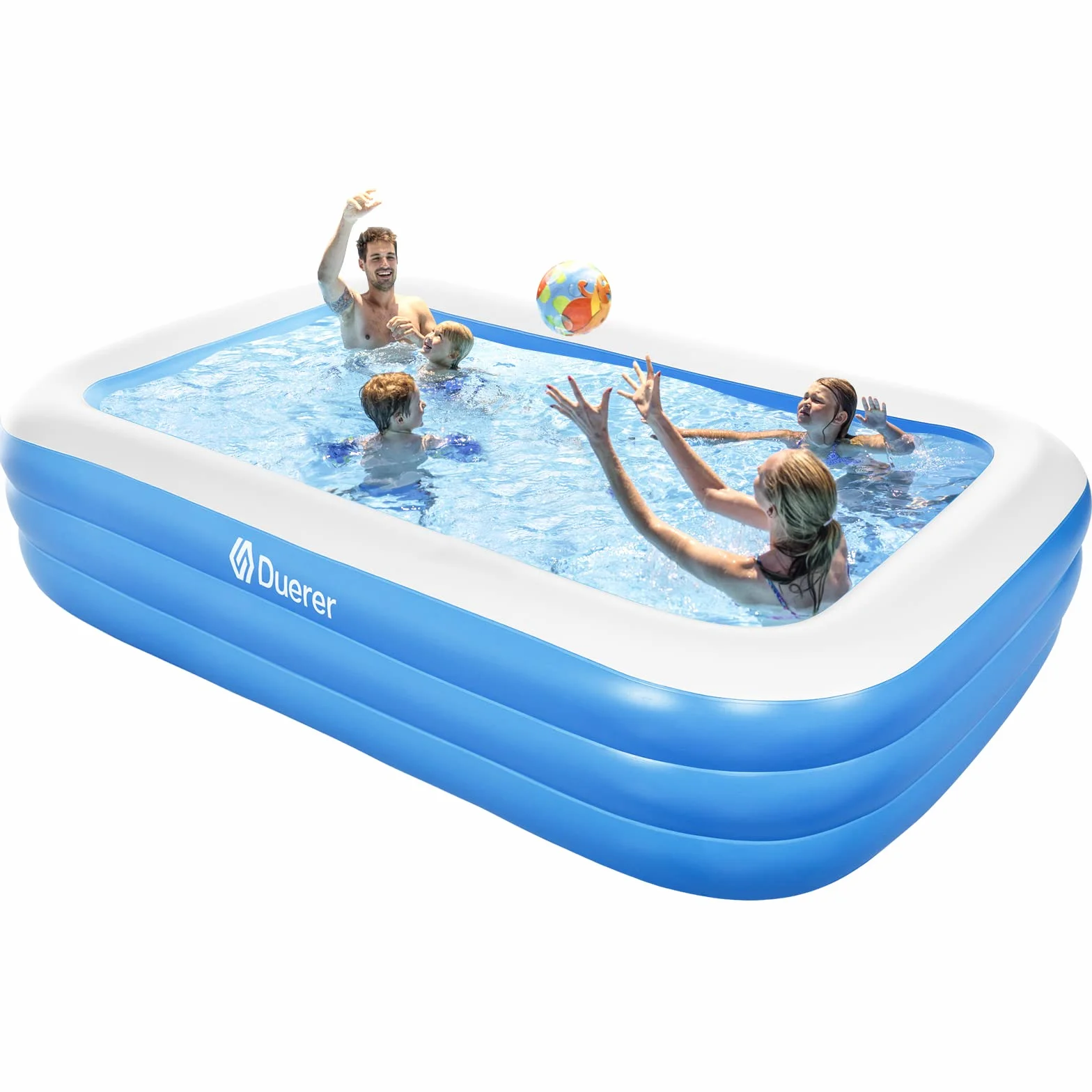 Duerer Piscine Gonflable Rectangulaire 241x142x56cm Piscine Familiale pour Jardin Extérieur Bleu