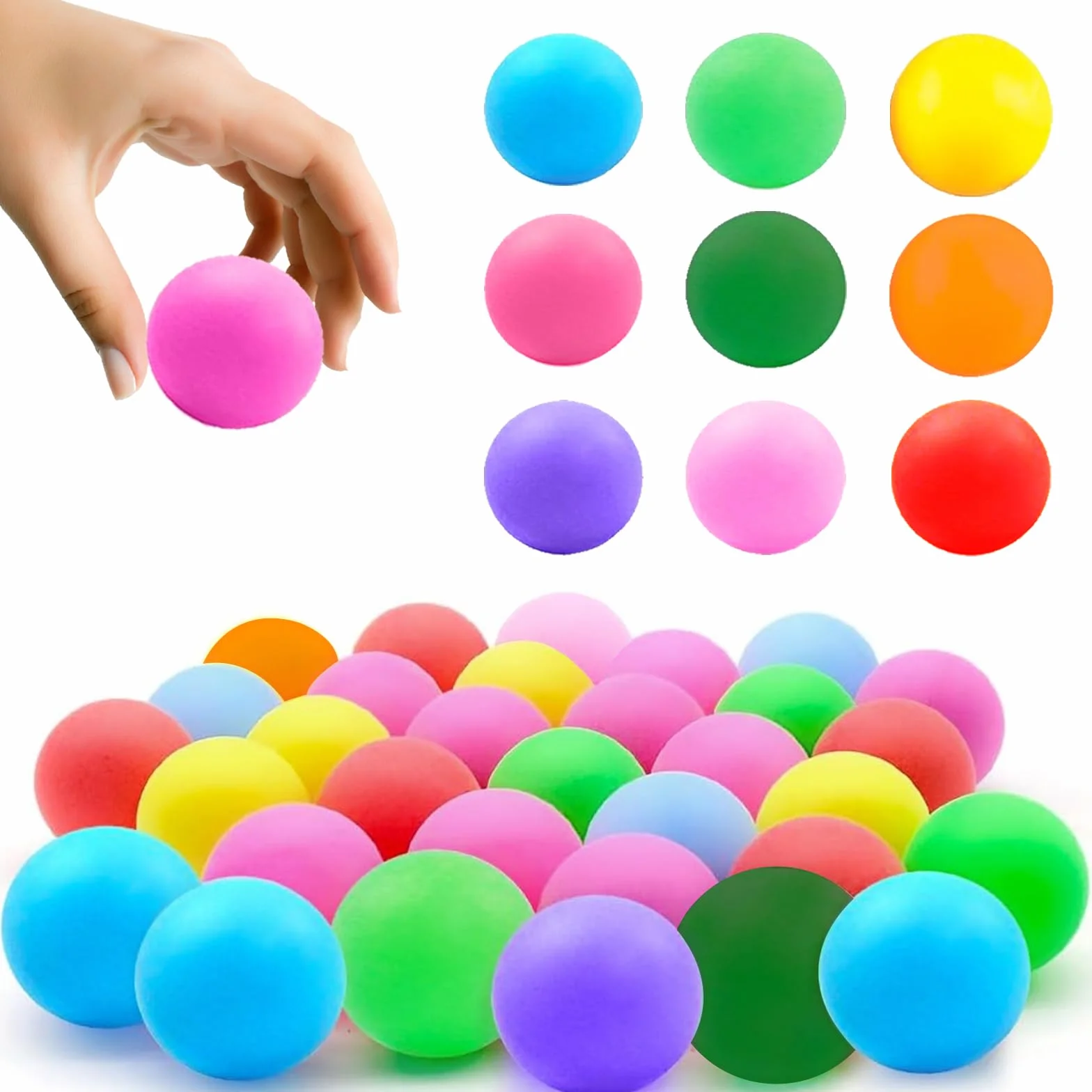 Balles de ping Pong, 50 Pieces Balle ping Pong Exterieur, 40mm Balles de Tennis de Table pour Enfants, Jeux de Fête, Jouets pour Chat, fête de la Famille