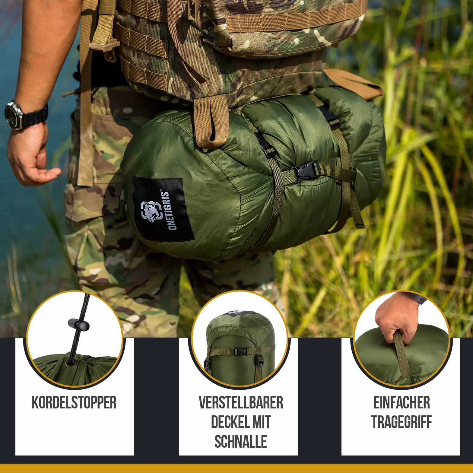 OneTigris 25L Sac de Compression Imperméable Sac de Rangement pour Sac de Couchage, Voyage, Camping, Plein air