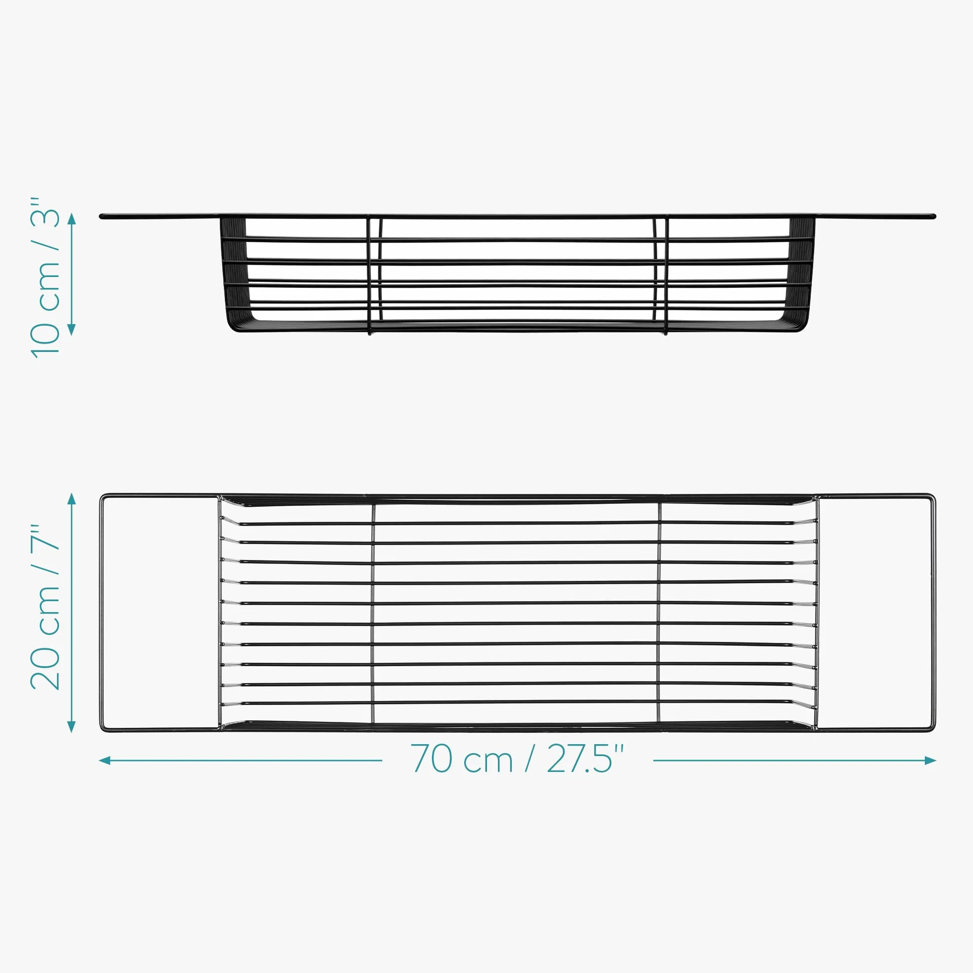 Navaris Plateau de Bain métal 70 x 20 x 10 cm Rangement Gel Douche Shampoing