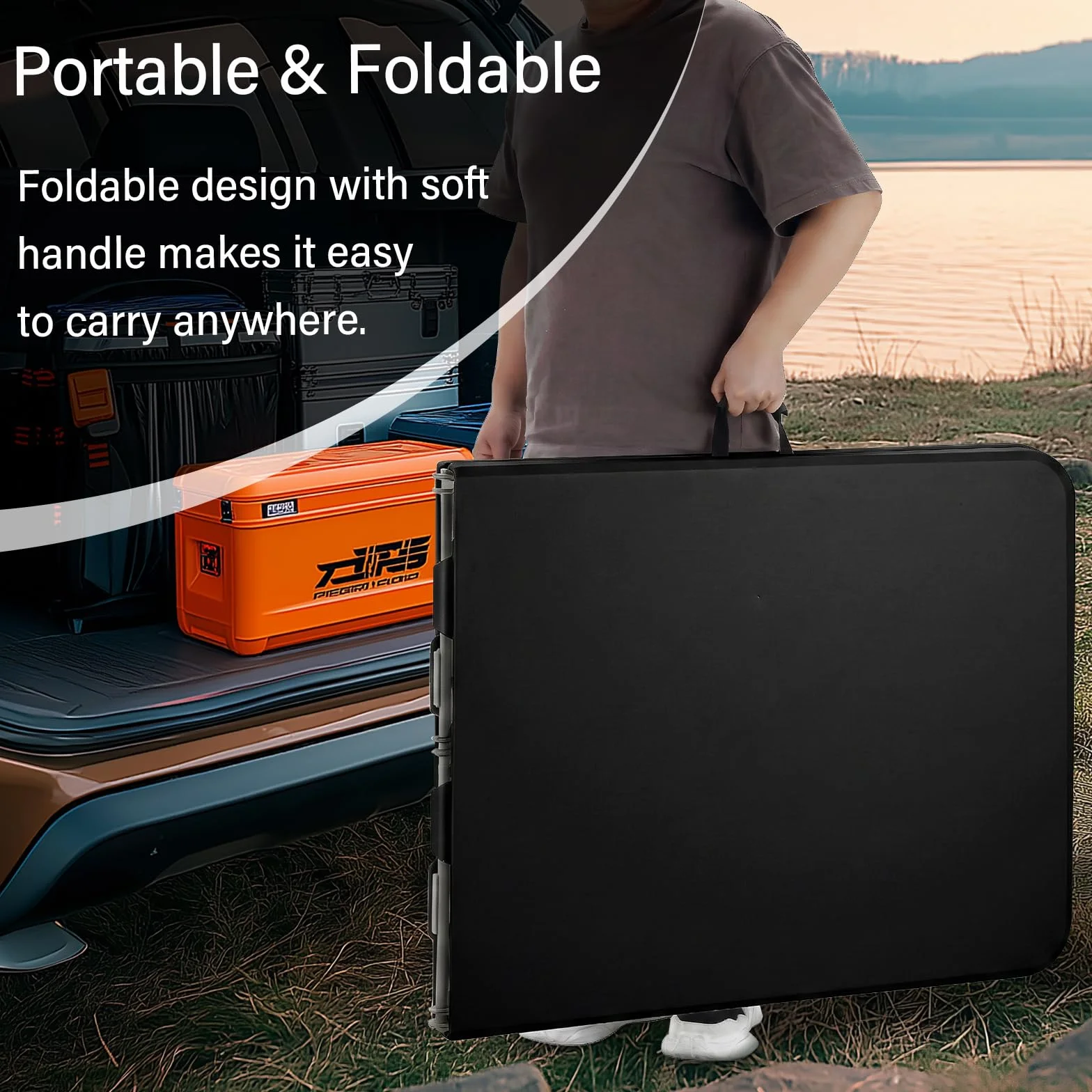 DEWINNER Table Pliante Camping 180 cm 150 kg HDPE 6 Places Noir