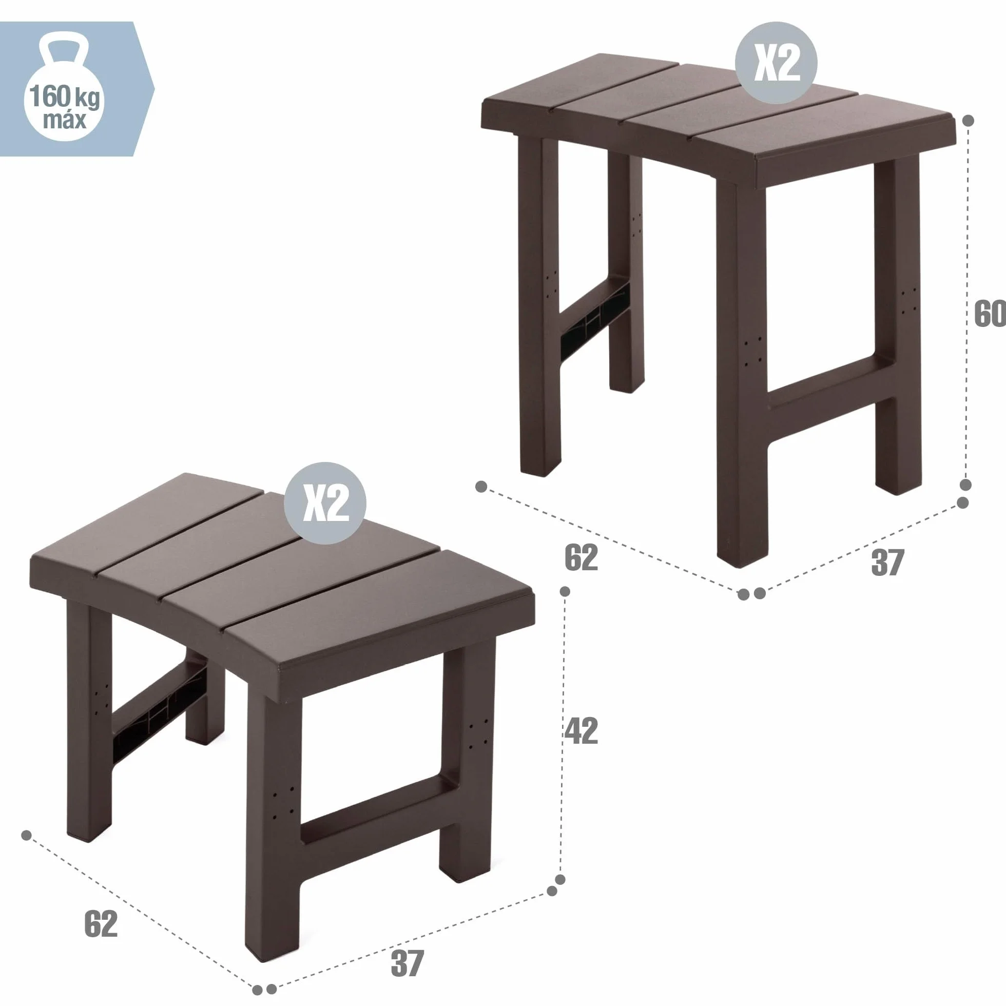 Intex Pack 4 Pieces 2 Medium Plus 2 Hautes Entourage Spa 4 Places Rond, Gris Anthracite
