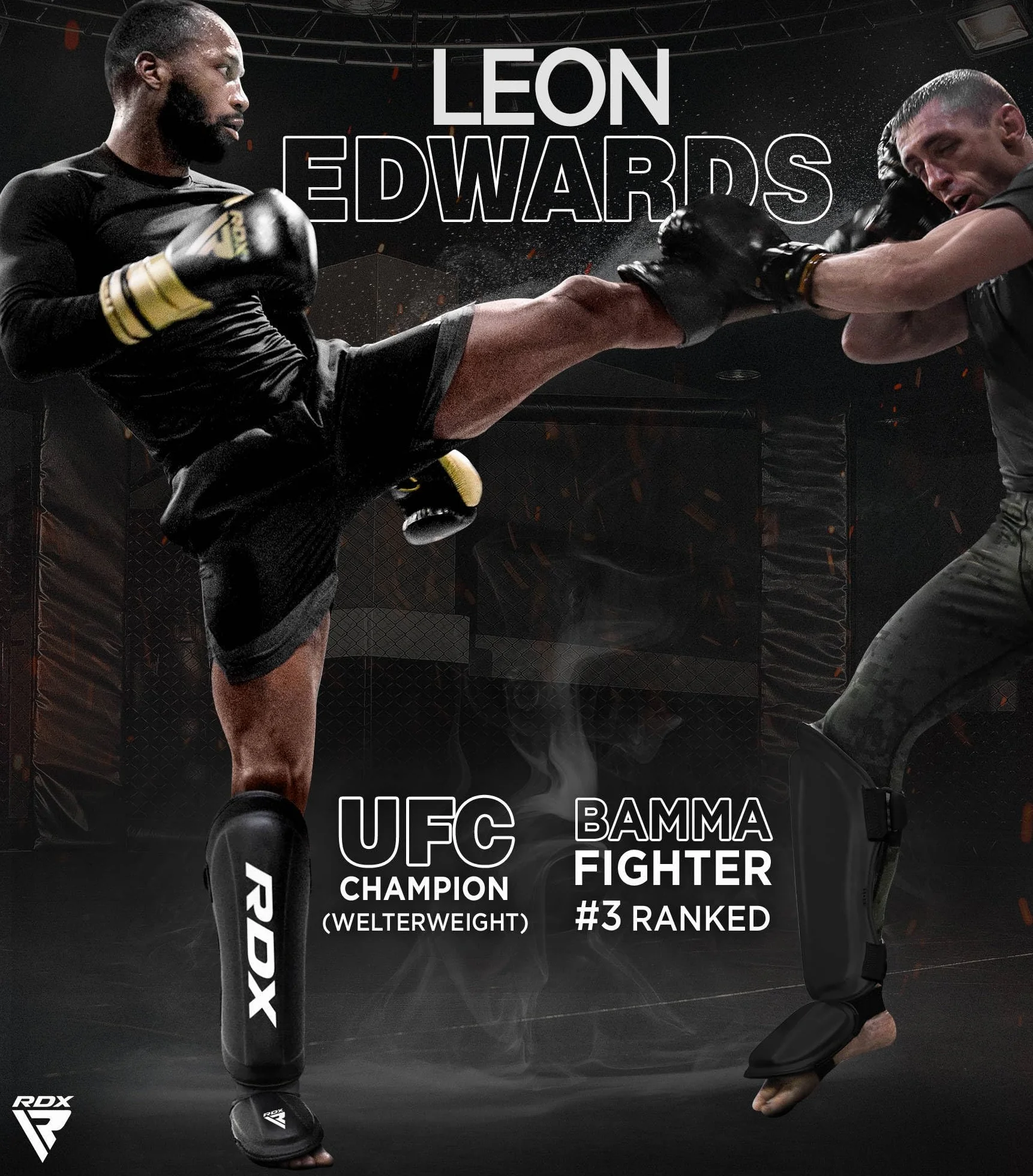 RDX Protège Tibia Pied Boxe, Shin Instep Guard, Maya Hide Cuir, SATRA SMMAF Approuvé, Protection pour Arts Martiaux, Karaté d’entraînement, MMA Kick Boxing Muay Thai
