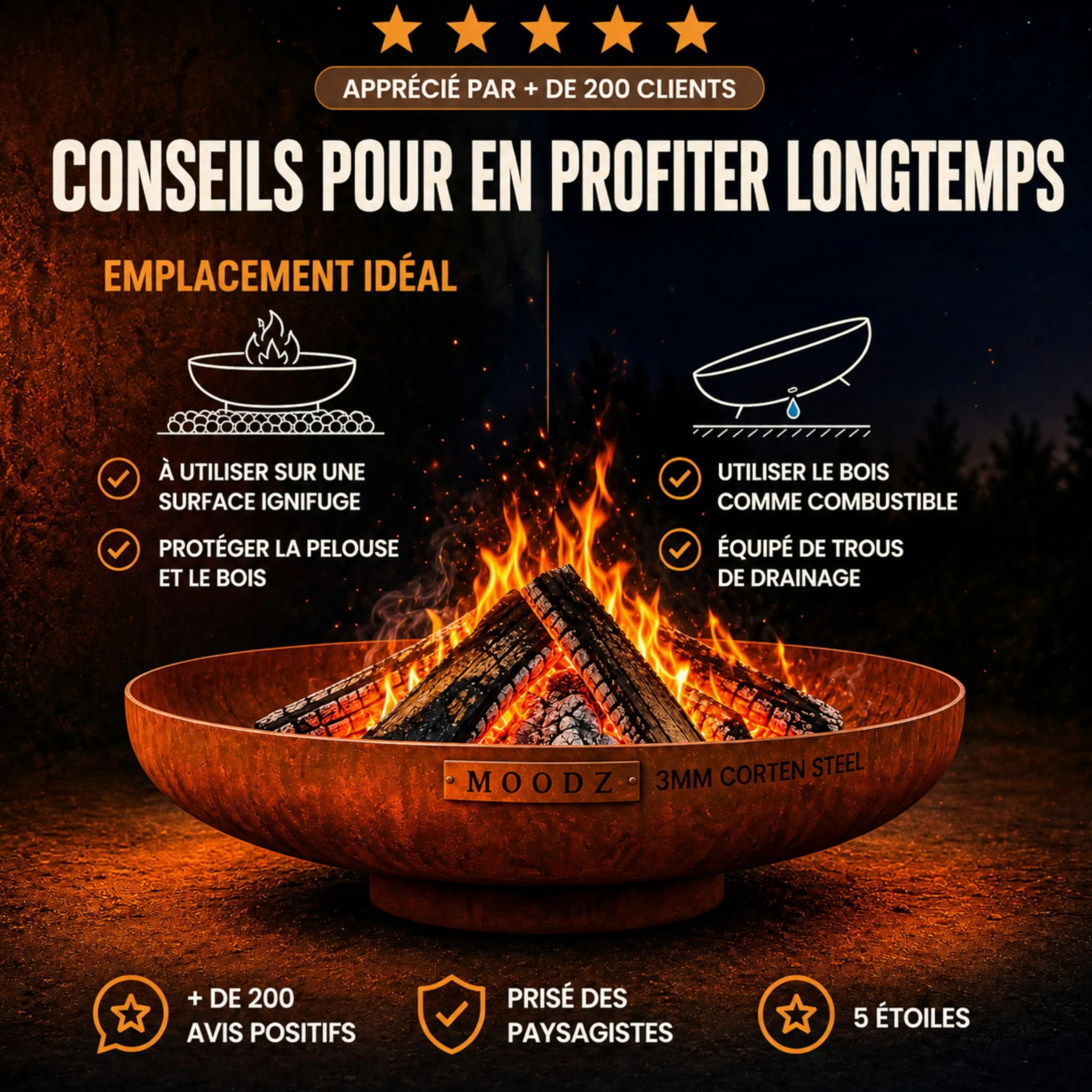 Brasero en Acier Corten Ø 60 cm