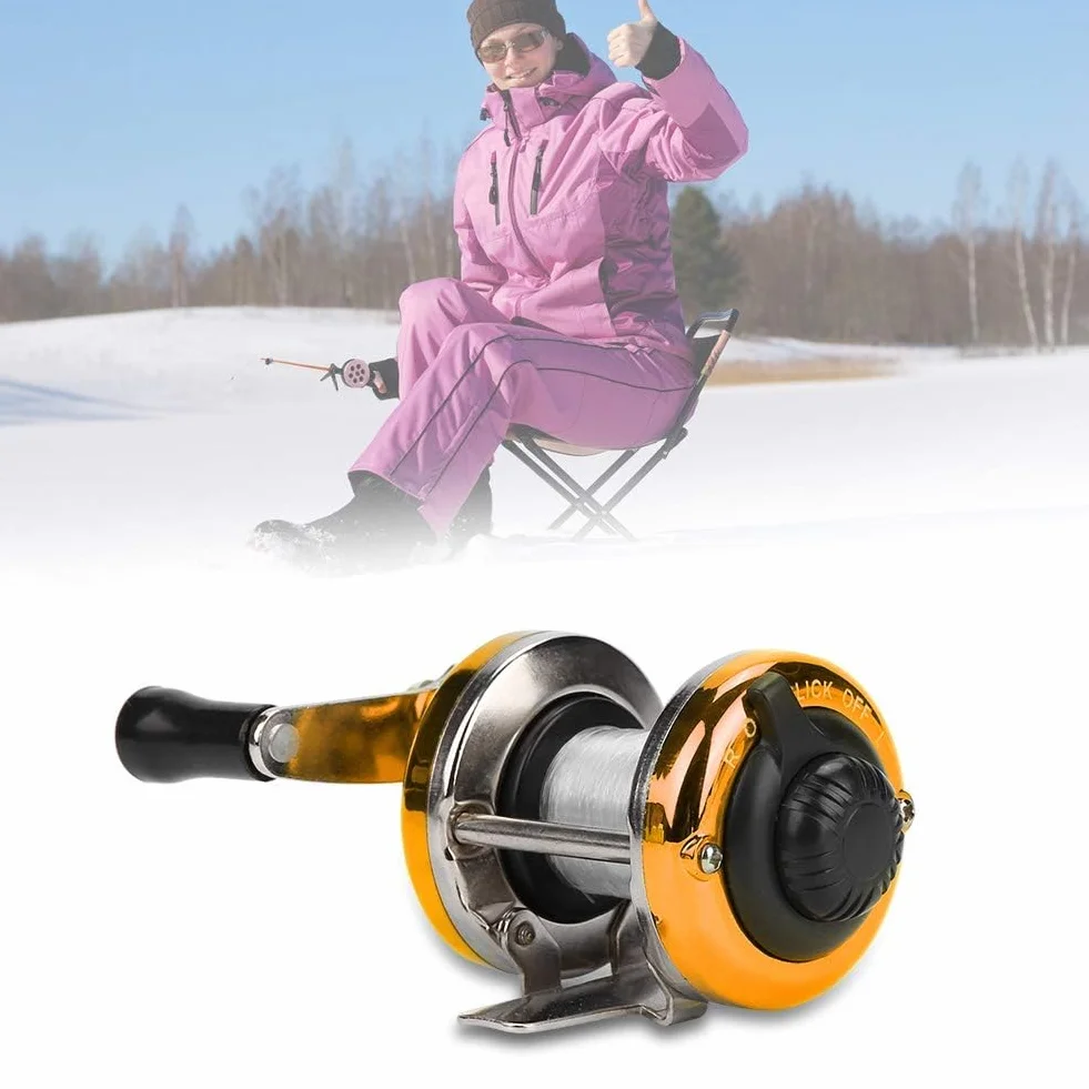 Moulinet de Pêche sur Glace 3.5 Pouces Durable Résistant à la Corrosion Léger Portable Océans Rivière Bleu