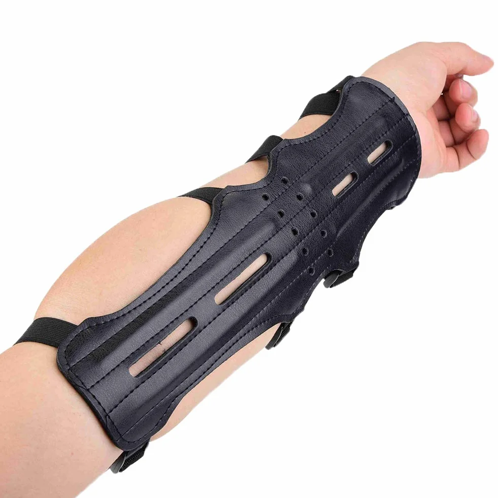Armguard de tir à l'arc en cuir de protection de l'avant-bras réglable pour la chasse