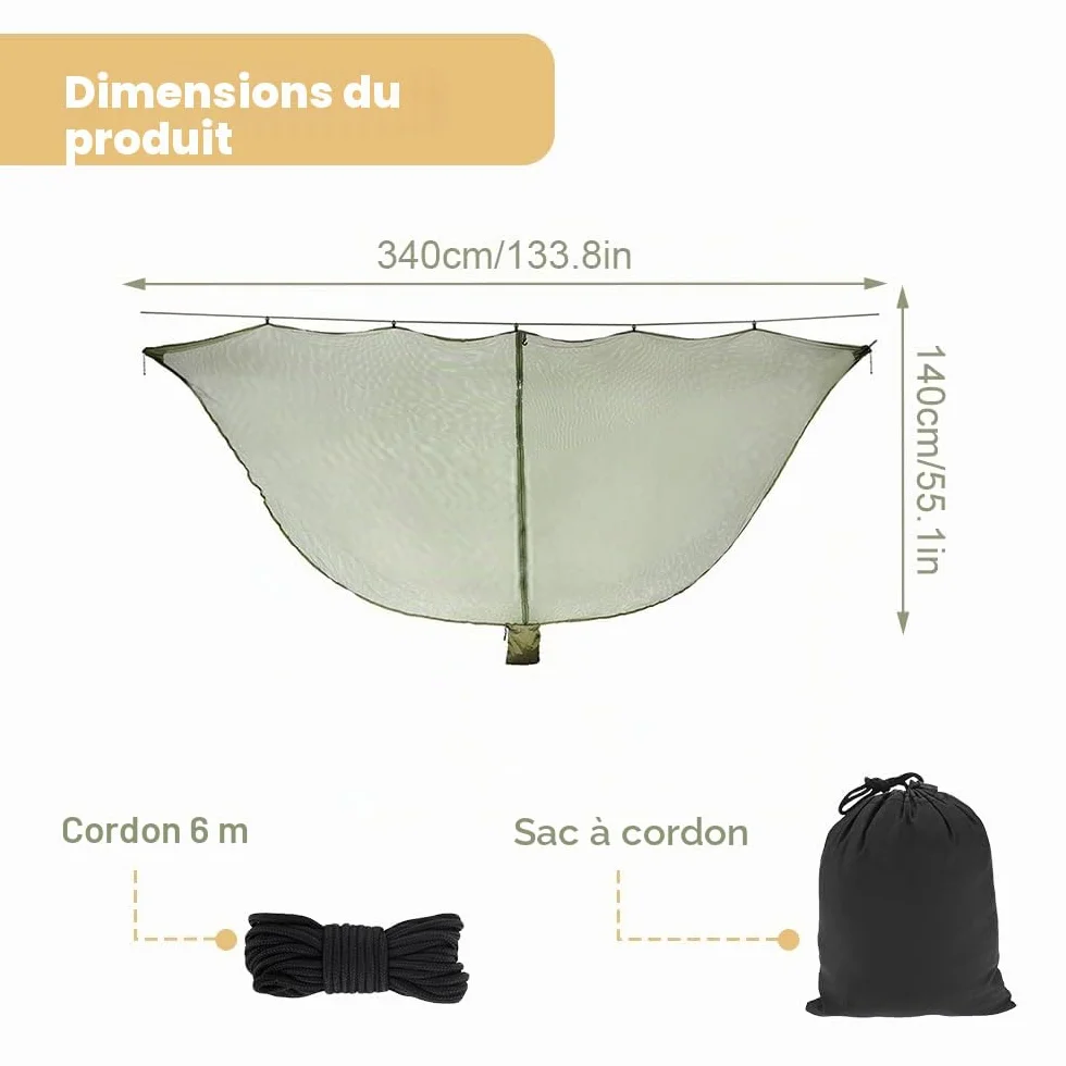 Moustiquaire de Camping pour Hamac, Moustiquaire Ultralight pour Hamac Portable Moustiquaire de Hamac Fermeture éclair Double Face Moustiquaires pour Jardin Camping Voyage Extérieur