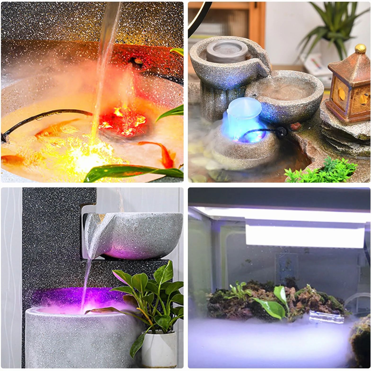 BORDEAG 2 Pièces Brumisateur À Ultrasons 5 V Mini Machine À Brouillard Fontaine d'eau USB pour Étang Aquarium Jardin