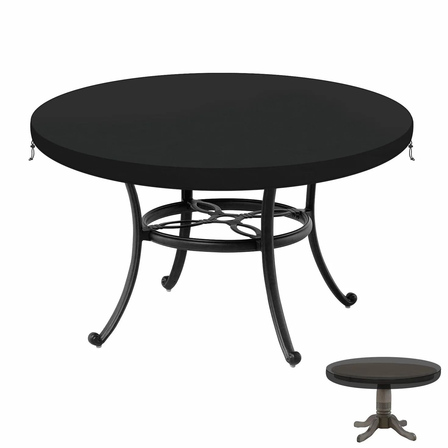 LAMUNI Housse de Table de Jardin Ronde Imperméable Anti-UV Protection 112x10cm