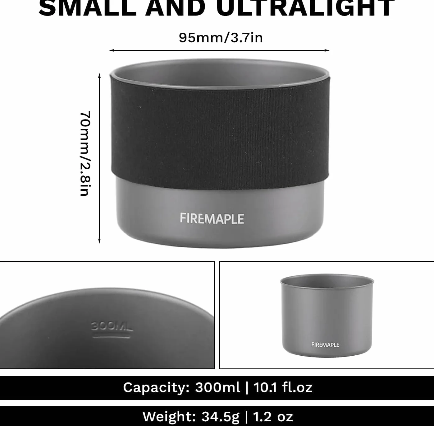 Fire-Maple Petrel Gobelet Ultraléger 300 ml en Aluminium avec Housse en Néoprène – Compatible avec le Casserole Petrel G3 et le Système Quickboil Pro