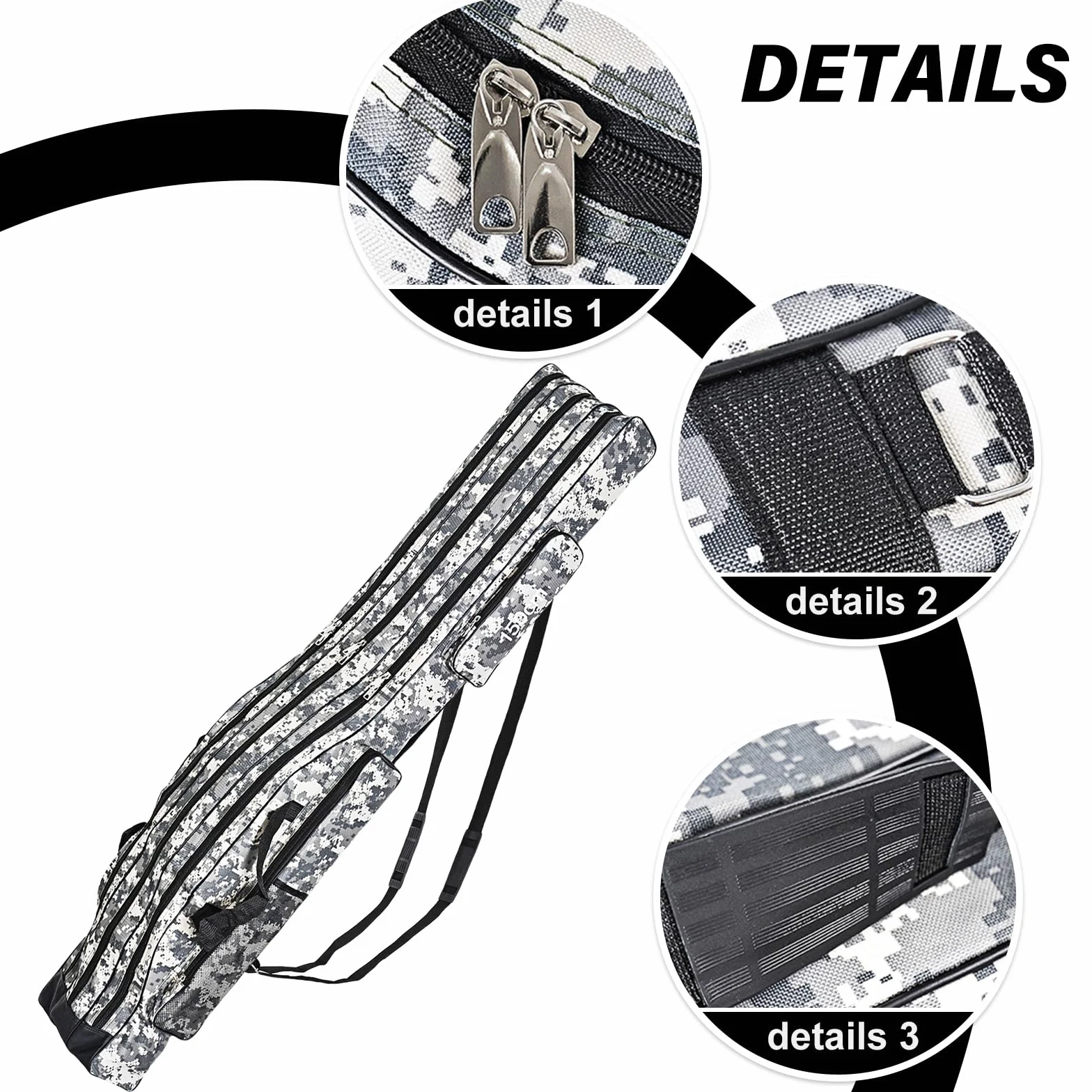 Sac de pêche 3 couches 150cm, Housse canne à pêche pliable camouflage, Accessoires pêche portable
