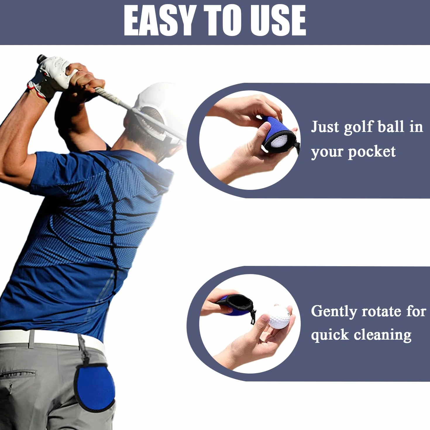 Pochette de Nettoyage pour Balles de Golf Imperméable, Mini Sac de Golf avec Double Couche, 4 Couleurs