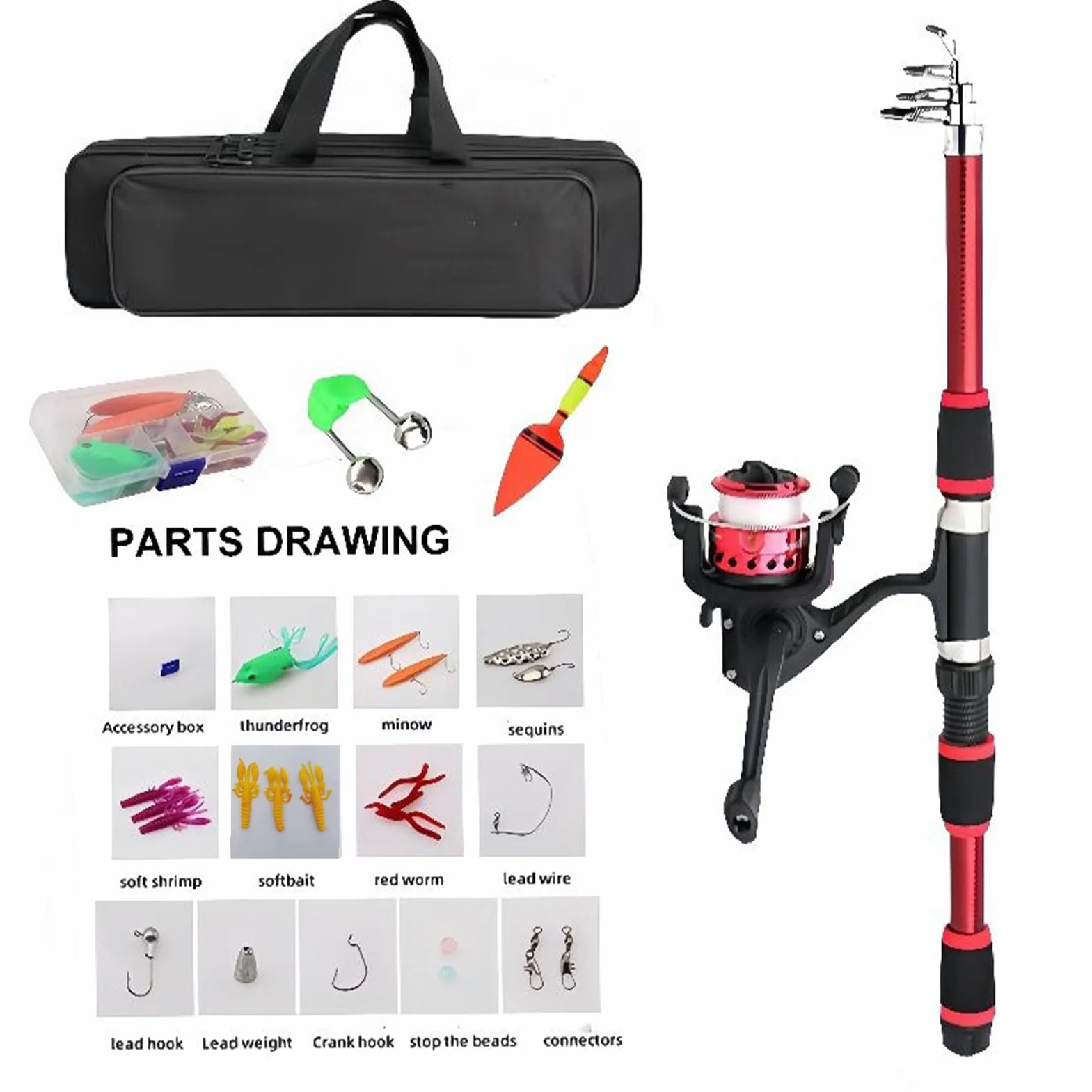 Canne À Pêche Enfant Kit Débutant pour Lancer Eau Salée et Douce
