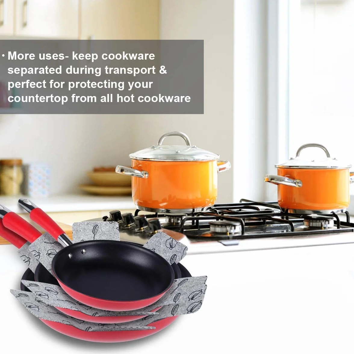 Flintronic Protection Casseroles et Protège-Poêle 8 Pièces 38 cm Coussinets d'Intercalaire Anti-Rayures Cuisine