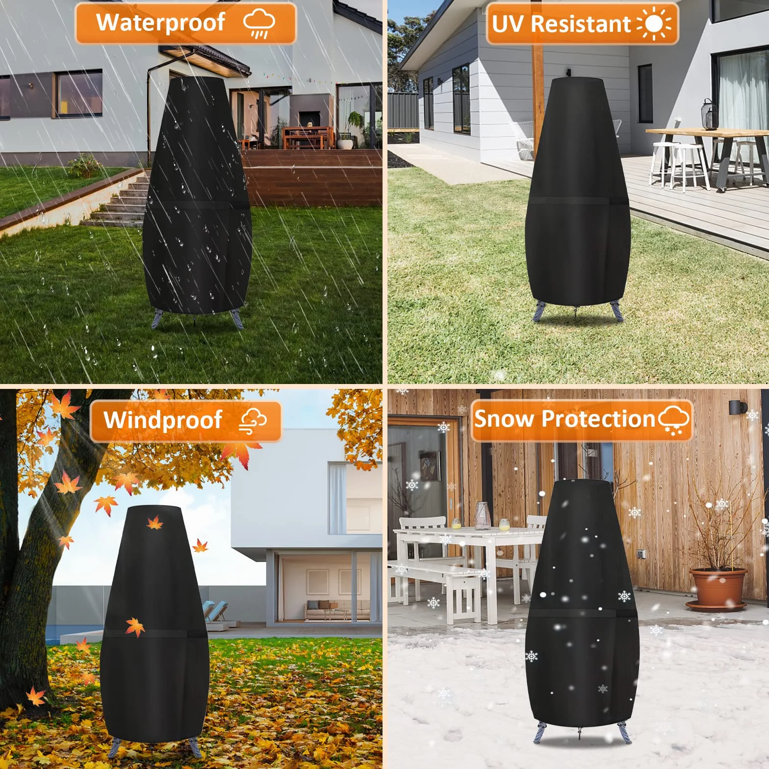 Housse imperméable pour chauffage de jardin GARPROVM 122 x 80 x 21 cm Oxford 600D noir