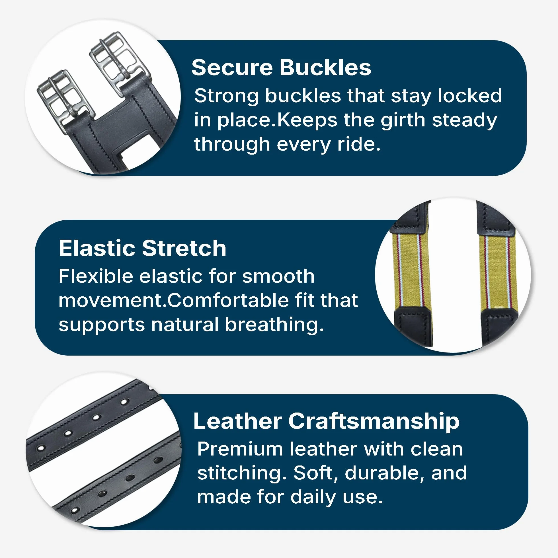 SIE Extension de sangle élastique en cuir pour cheval