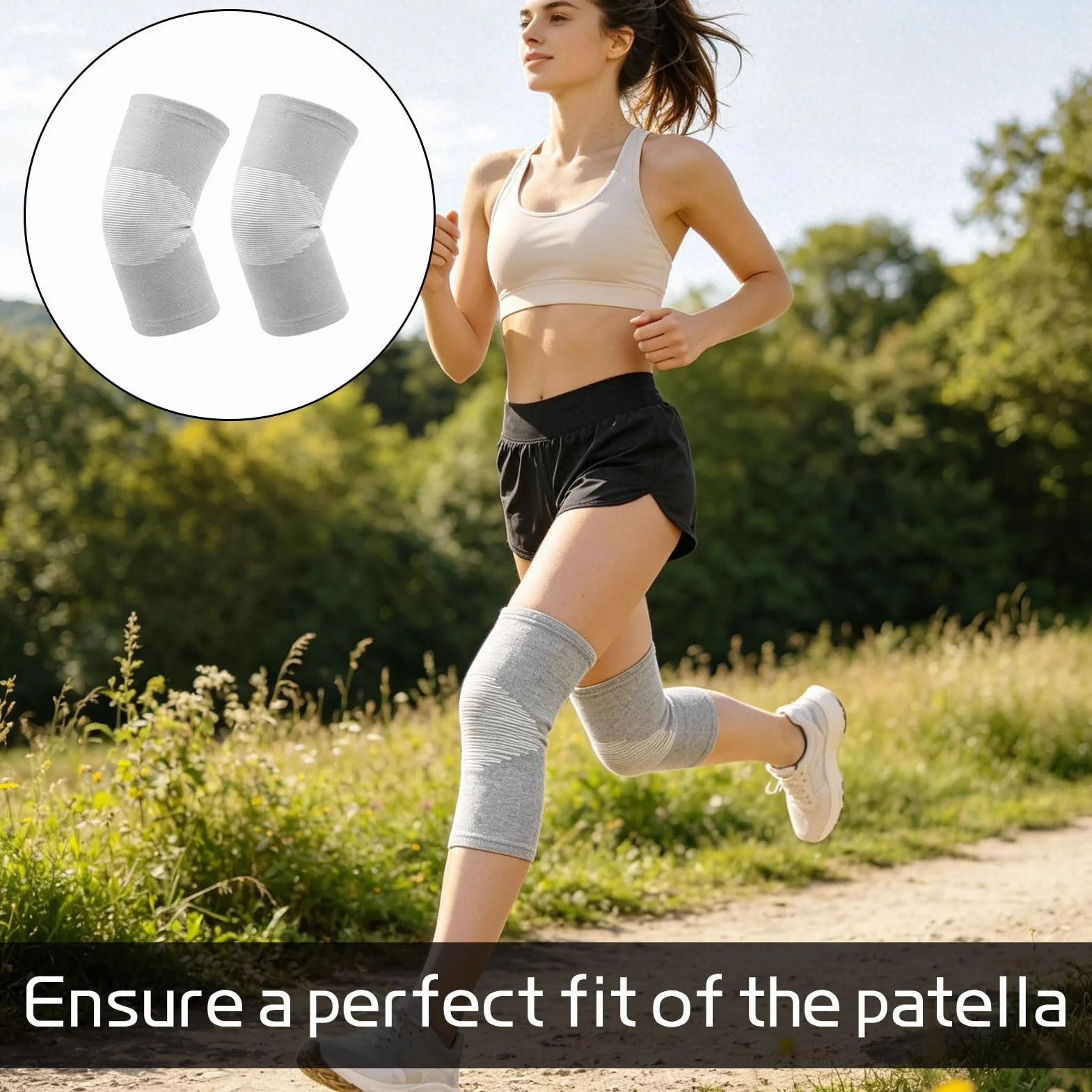 Genouillere Arthrose Genou Bambou, 2 pièces Genouillère En Bambou, Genouillère En Bambou pour Arthrose, pour Homme Femme de compression filles hommes sport ski cyclisme l'entraînement, l'arthrose