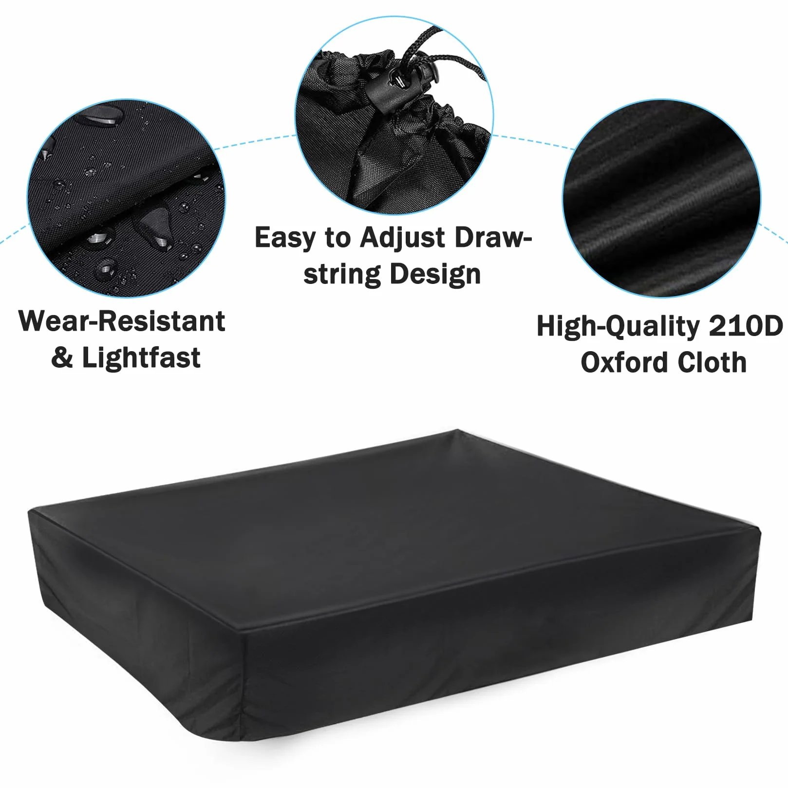 Herbst Bâche bac à Sable Anti-poussière étanche Cordon de Serrage Tissu Oxford Noir 200cm