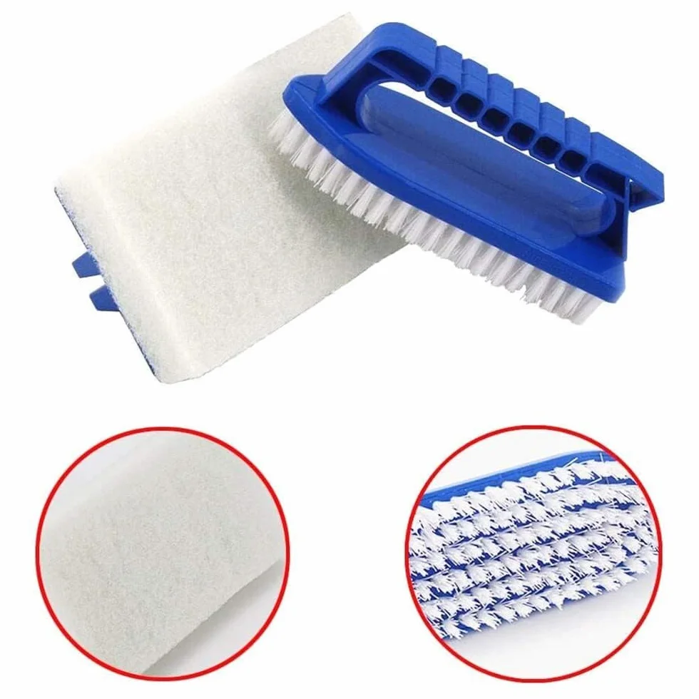 Brosse de Nettoyage Mur Piscine Éponge Ligne d'eau 2 Pièces avec Manche