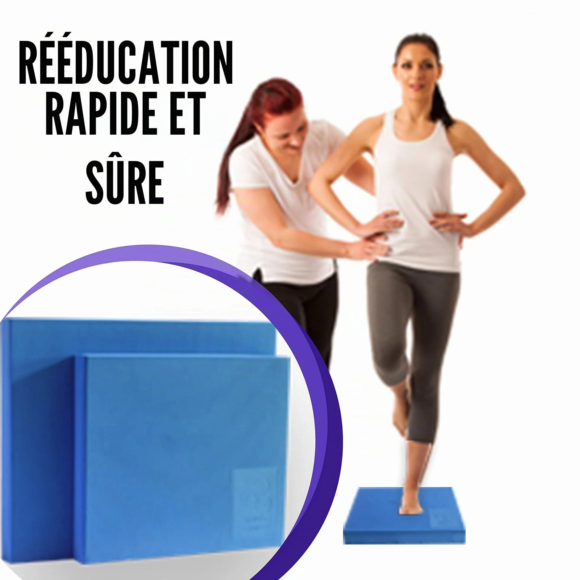 XL ou L Tapis d’Équilibre Mousse - Sangle d’Étirement & eBook inclus | Tapis Fitness XL | Physiothérapie et Rééducation Douleurs Lombaires Chevilles ou Genoux | Tapis de Gym XL Renforcement